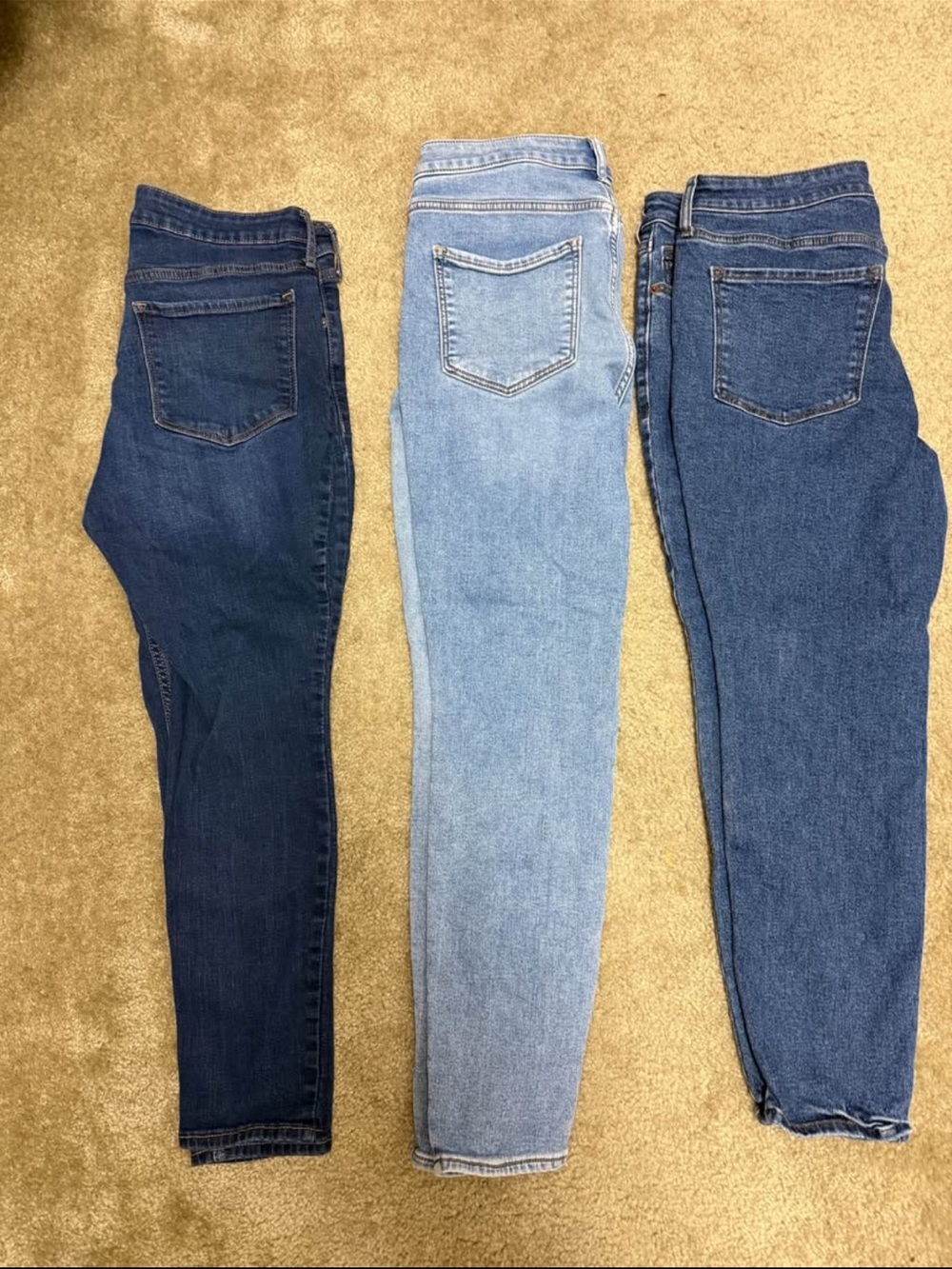 Old Navy Women’s Skinny Jeans Trio - Dark Blue, Light Blue, Medium Blue